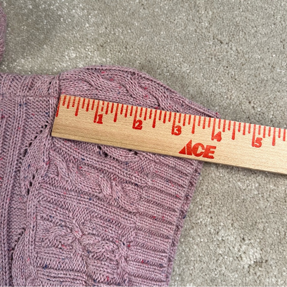 DKNY JEANS Y2K sweater pink cap sleeve cable knit zip up hooded Junior's Large - Picture 10 of 10